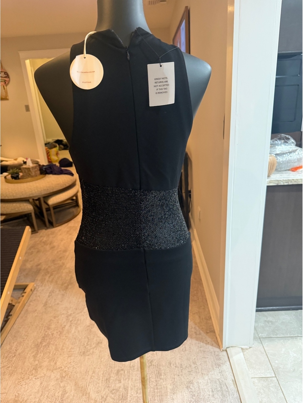 NWT Camila Coelho Revolve Soraia sparkle mini dress Black small retail $198 - Picture 4 of 5